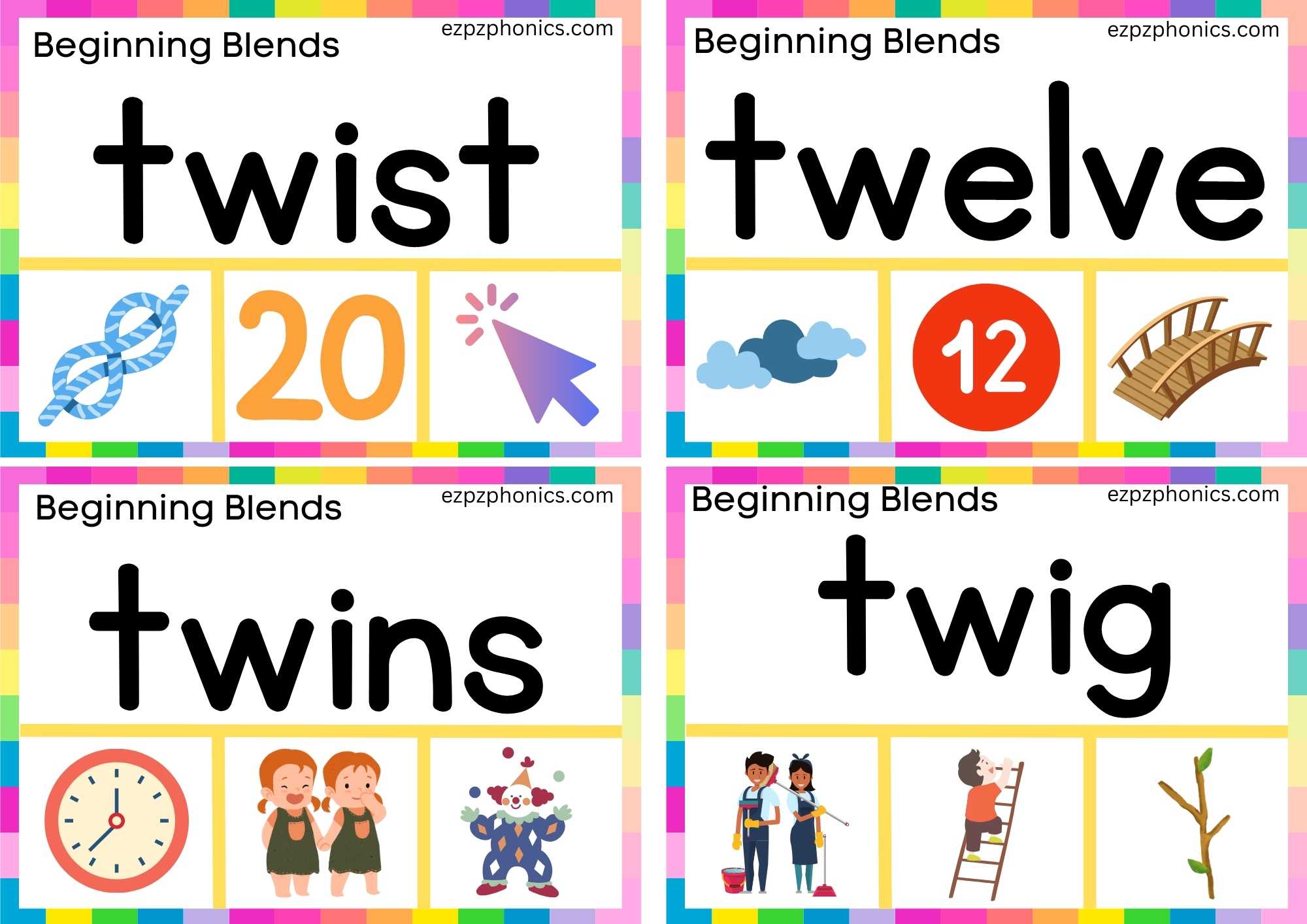 TW Beginning Blends Clip Cards Read The Words And Clip The Correct Images Set 1